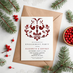 Nordic Birds Christmas Engagement Party Invitation