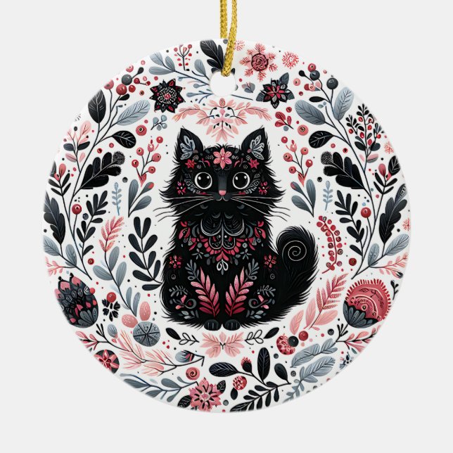 Nordic Black Kitten Ornament (Front)