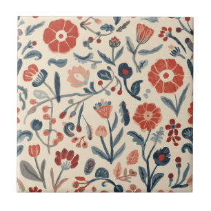 Nordic Bloom Scandinavian Botanical Garden Floral Tile