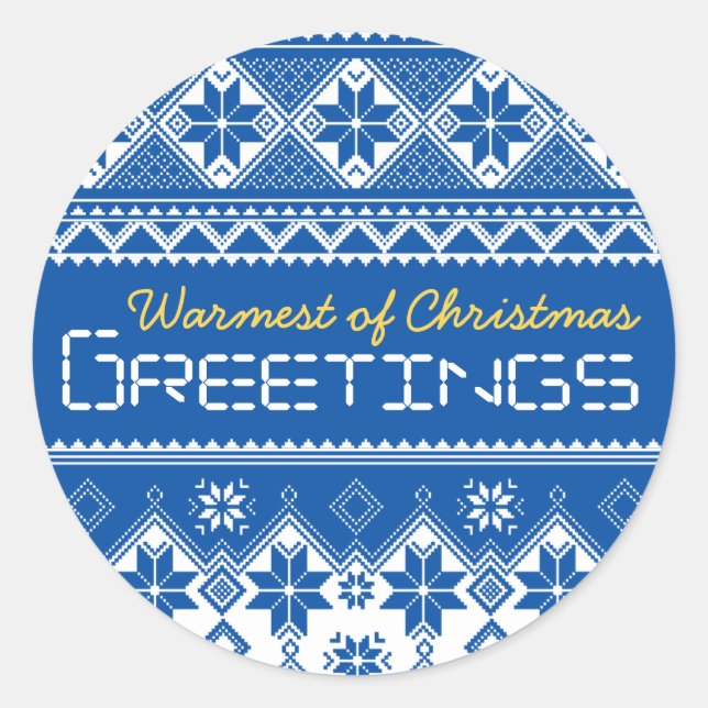 Nordic Blue Classic Round Sticker (Front)