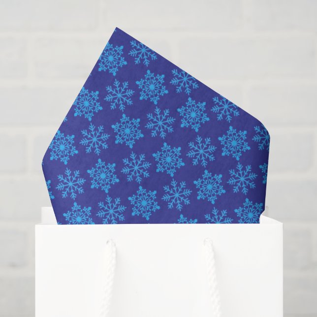 Nordic Blue Snowflake (Glitter Effect) on Lapis Tissue Paper (Gift Bag)