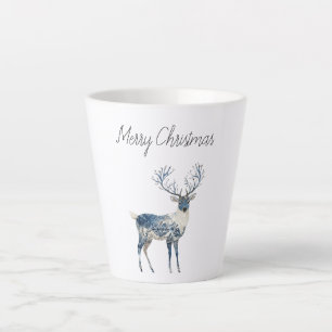 Nordic Blue White Deer Christmas Latte Mug