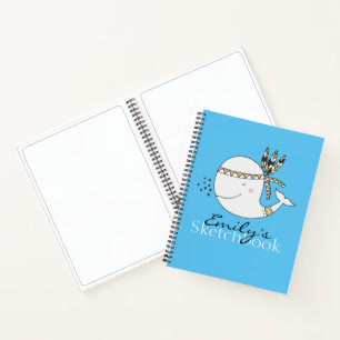 Nordic Boho Whale Personalised Sketch Notebook
