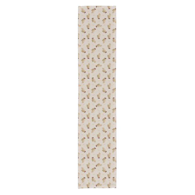 Nordic Botanical Berry Pattern Neutral Beige Scand Short Table Runner (Front)