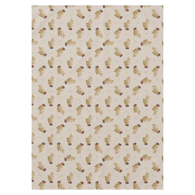 Nordic Botanical Berry Pattern Neutral Beige Scand Tablecloth (Front)