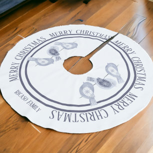 Nordic Christmas Blue Birds Personalised Brushed Polyester Tree Skirt
