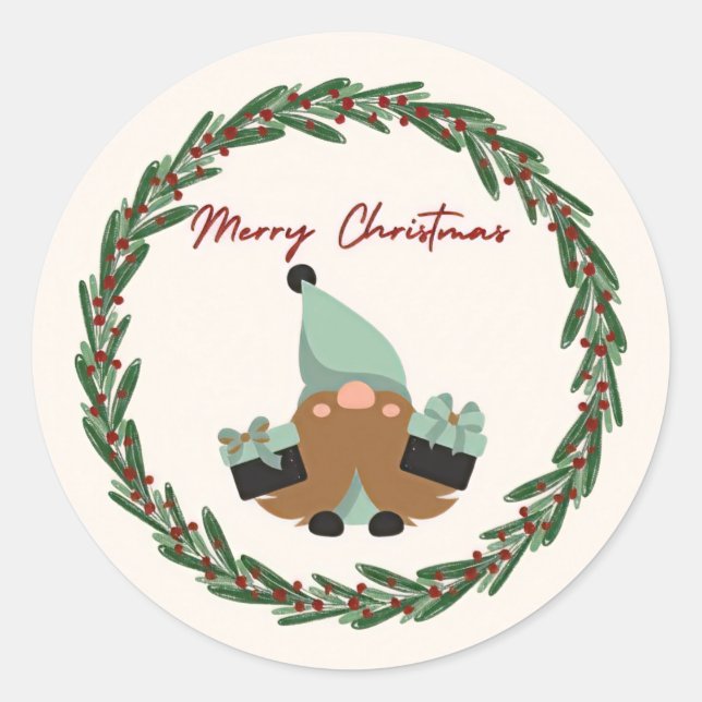 Nordic christmas classic round sticker (Front)