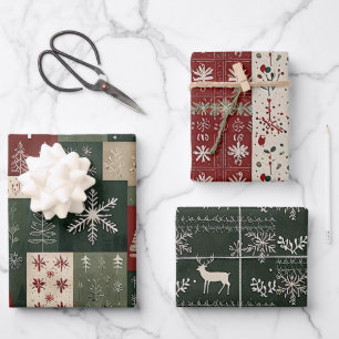 Nordic Christmas  Collage Wrapping Paper Sheet