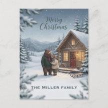 Nordic Christmas Cosy Bears Cabin Custom Family
