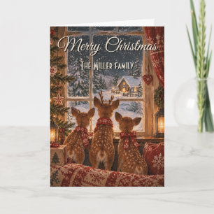 Nordic Christmas Cosy Deer Window Custom Card