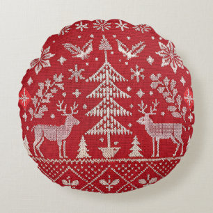 Nordic Christmas Embroidered Throw Pillow Cover