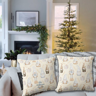 Nordic Christmas Gnomes Custom Name Cushion