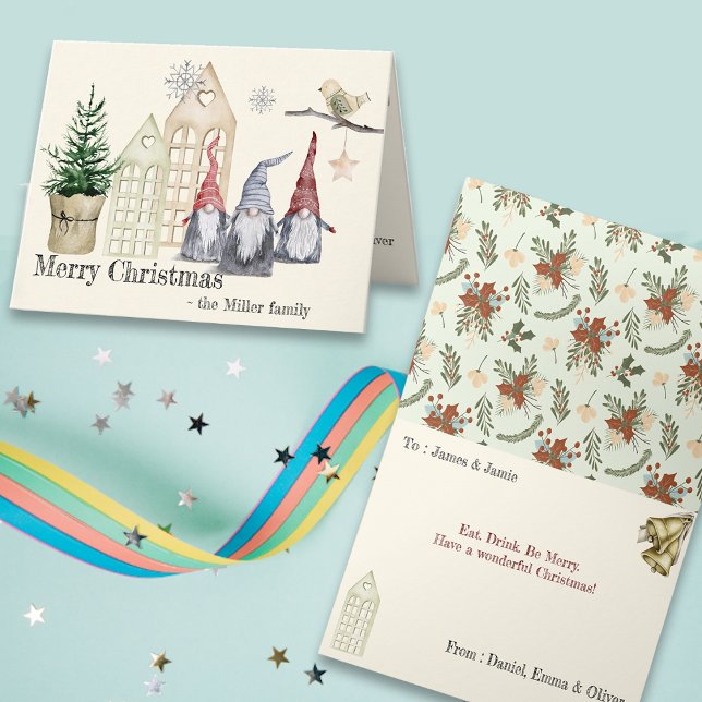 Nordic Christmas Gnomes & Home Greeting Card (Creator Uploaded)