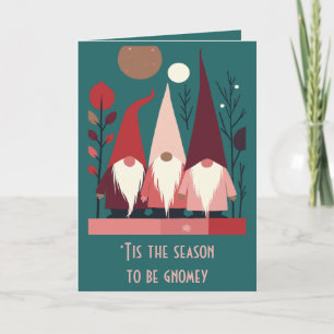 Nordic Christmas Gnomes Mid-Century Modern Cut Out Card