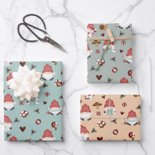 Nordic Christmas Gnomies Wrapping Paper Sheet