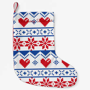 Nordic Christmas in Red & Blue Small Christmas Stocking