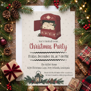 Nordic Christmas Mailbox Full of Holiday Letters Invitation