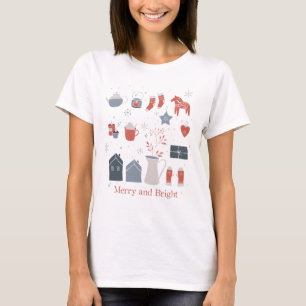 Nordic Christmas Merry and Bright T-Shirt