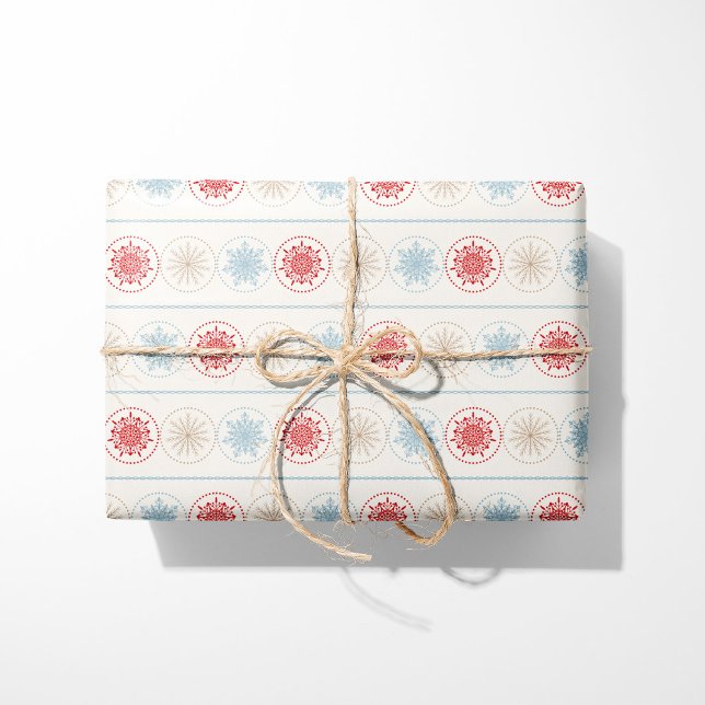 Nordic Christmas Multi-Coloured Snowflakes Wrapping Paper (Creator Uploaded)