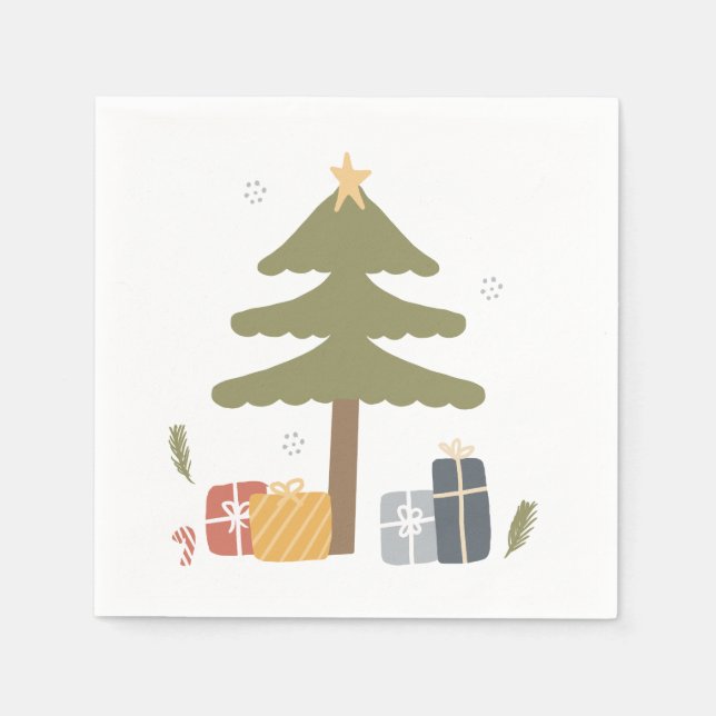 Nordic Christmas Party Scandi Christmas Tree Napkin (Front)