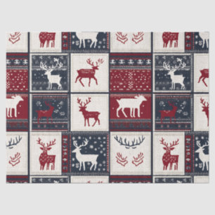 Nordic Christmas Patchwork Knitted Reindeer Tissue Paper