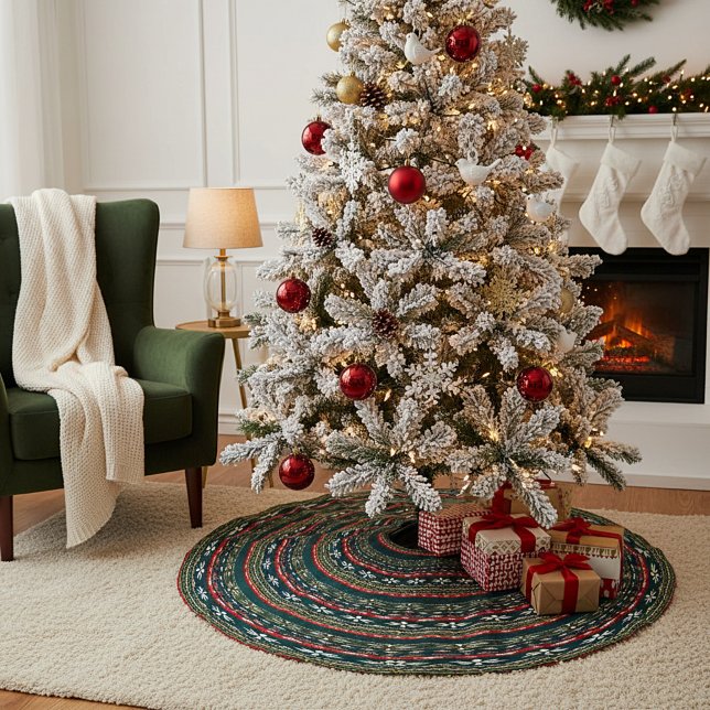 Nordic christmas pattern brushed polyester tree skirt (Creator Uploaded)