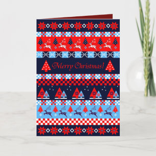Nordic christmas pattern & custom text holiday card