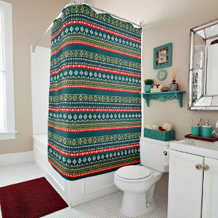 Nordic christmas pattern shower curtain