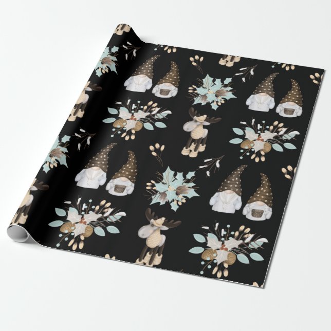 Nordic Christmas Pattern Wrapping Paper (Unrolled)