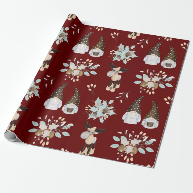 Nordic Christmas Pattern Wrapping Paper (Unrolled)