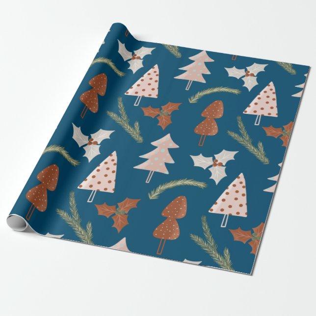 Nordic Christmas Pattern Wrapping Paper (Unrolled)