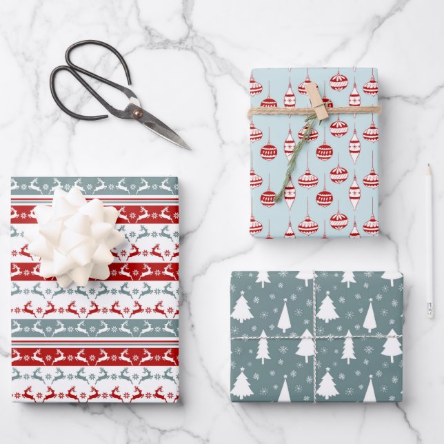 Nordic Christmas Pattern  Wrapping Paper Sheet (Front)