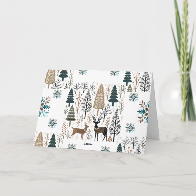 Nordic Christmas Personalised Simple Deer Pattern  Card (Back)