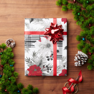 Nordic Christmas Poinsettia Wrapping Paper