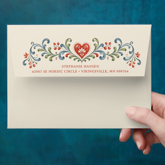 Nordic Christmas Rosemaling  Envelope (Hand)