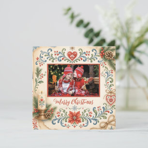 Nordic Christmas Rosemaling Newsletter Photo Holiday Card