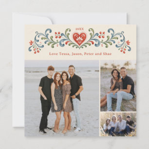 Nordic Christmas Rosemaling Photo Holiday Card