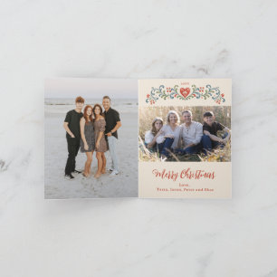 Nordic Christmas Rosemaling Photo Holiday Card