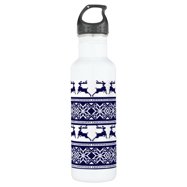 Nordic Christmas Scandinavian Reindeer 710 Ml Water Bottle (Front)