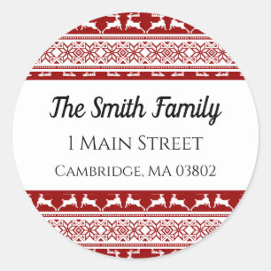 Nordic Christmas Scandinavian Reindeer Address Classic Round Sticker