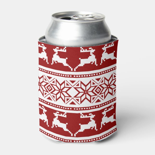 Nordic Christmas Scandinavian Reindeer Can Cooler (Can Front)