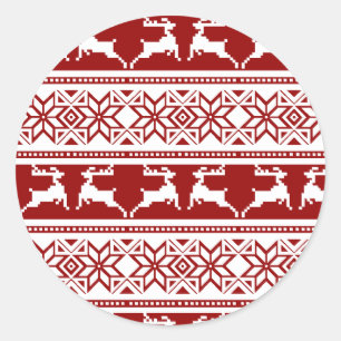 Nordic Christmas Scandinavian Reindeer Classic Round Sticker
