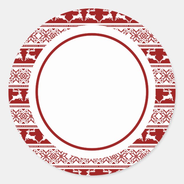 Nordic Christmas Scandinavian Reindeer Classic Round Sticker (Front)