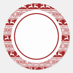 Nordic Christmas Scandinavian Reindeer Classic Round Sticker