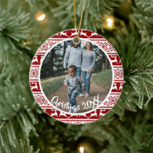 Nordic Christmas Scandinavian Reindeer Family Ceramic Tree Decoration