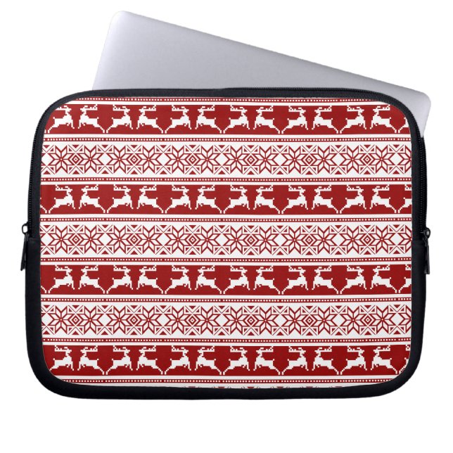 Nordic Christmas Scandinavian Reindeer Laptop Sleeve (Front)