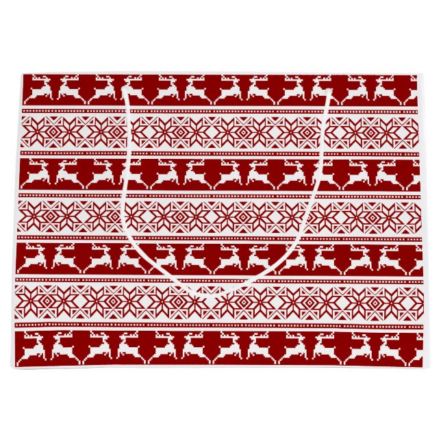 Nordic Christmas Scandinavian Reindeer Large Gift Bag (Front)