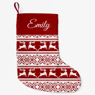 Nordic Christmas Scandinavian Reindeer Small Christmas Stocking