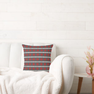 Nordic Christmas snowflake pattern grey red white Cushion