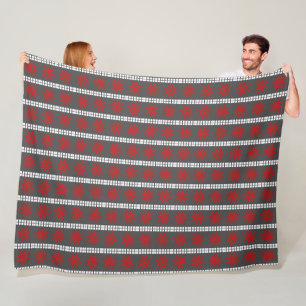 Nordic Christmas snowflake pattern grey red white Fleece Blanket
